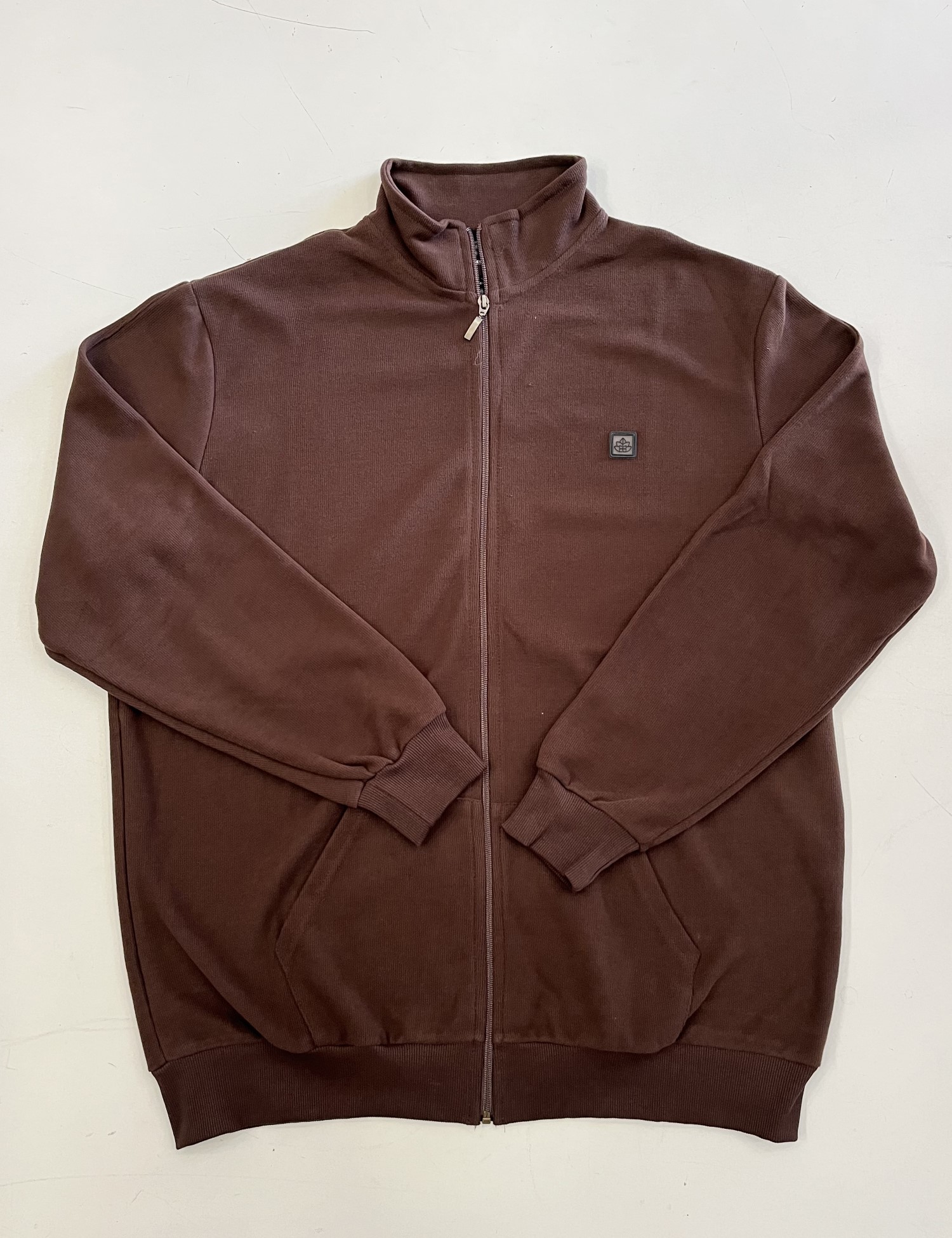 Everbest ανδρική Plus Size καφέ ζακέτα με ριπ ύφασμα 251039C